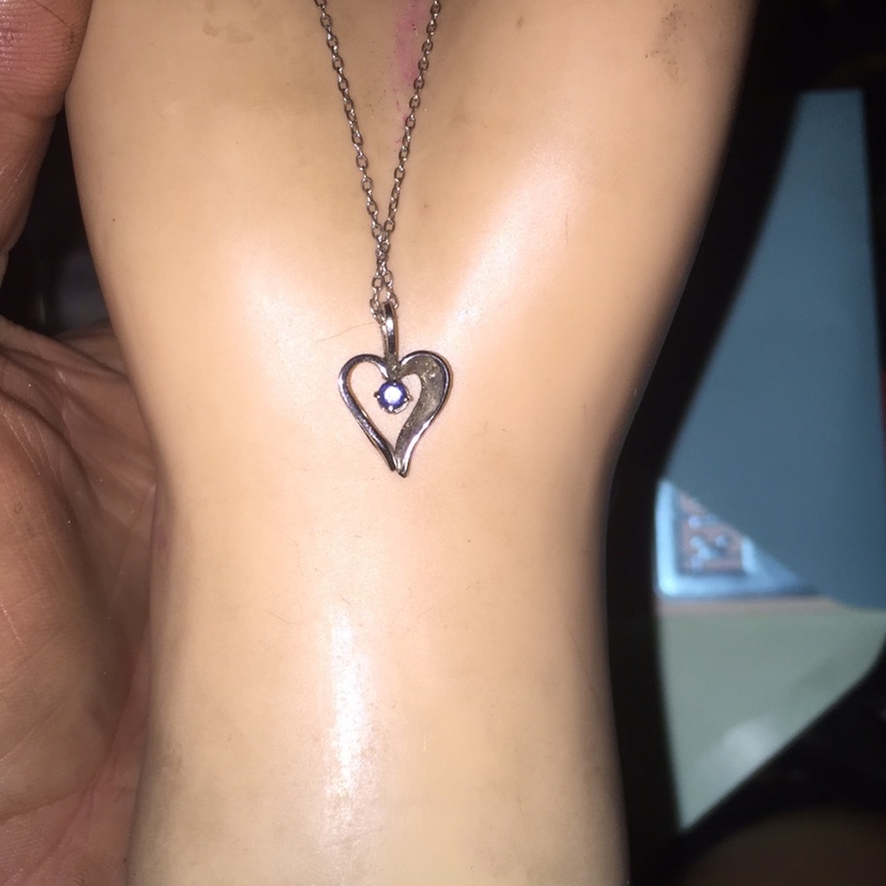 Sterling silver sapphire heart pendant